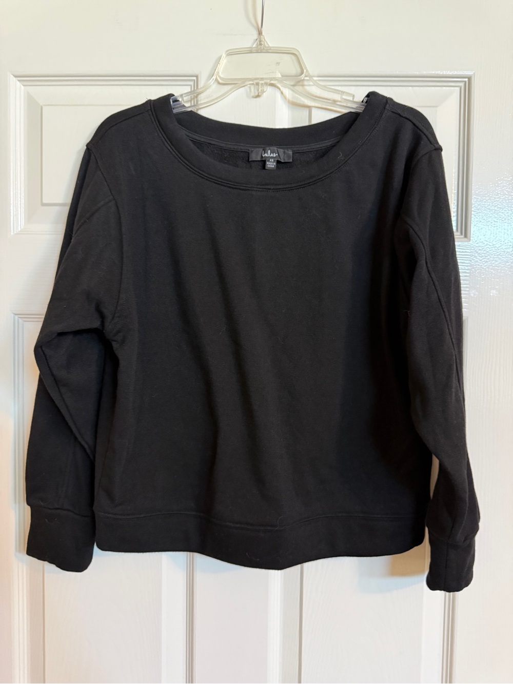 Lulu's Black Long Sleeve Crewneck Sweatshirt XS